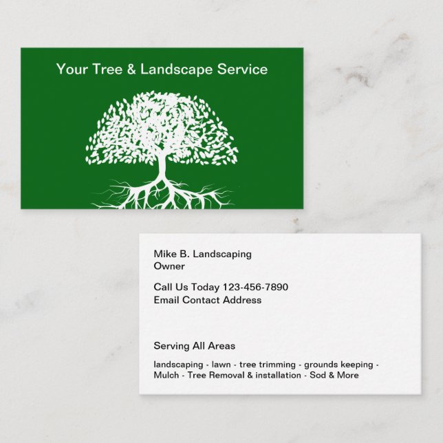Lawn And Landscaping Local Service Business Card (Front/Back)