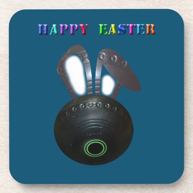 Lawn Bowl Easter Bunny, Coasters (Front)