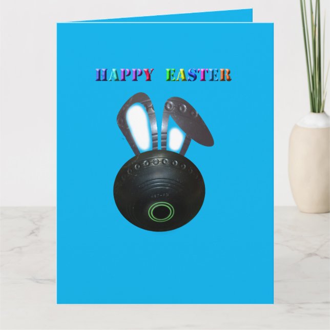 Lawn Bowl Easter Bunny, Jumbo Greeting Card (Front)