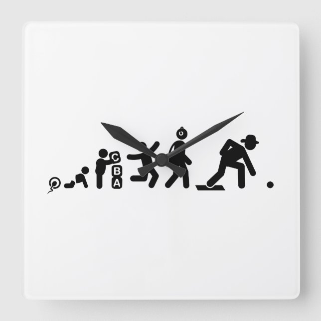 Lawn Bowl Square Wall Clock (Front)