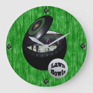 Lawn Bowlers In A Lawn Bowl, Large Clock
