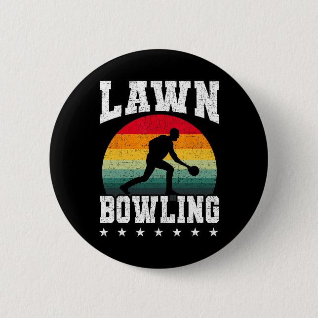 Lawn Bowling Bowler  6 Cm Round Badge (Front)
