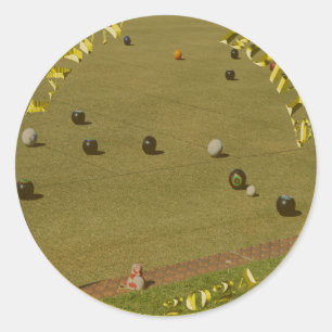 Lawn Bowls 2024 Golden Coin,  Classic Round Sticker