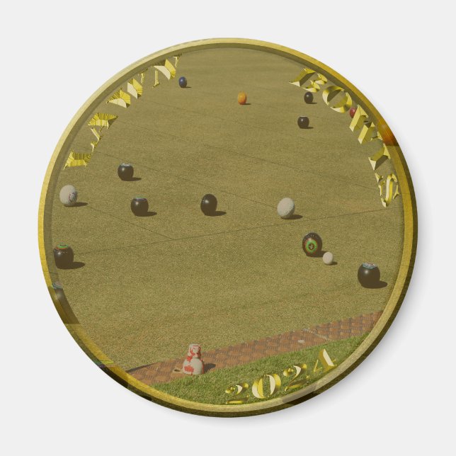Lawn Bowls 2024 Golden Coin,  Magnet (Front)