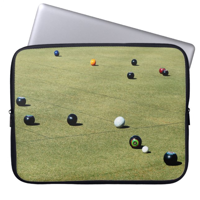 Lawn Bowls Action Game, Laptop Sleeve (Front)