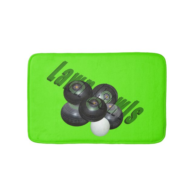 Lawn Bowls And Logo, Bath Mat (Front)