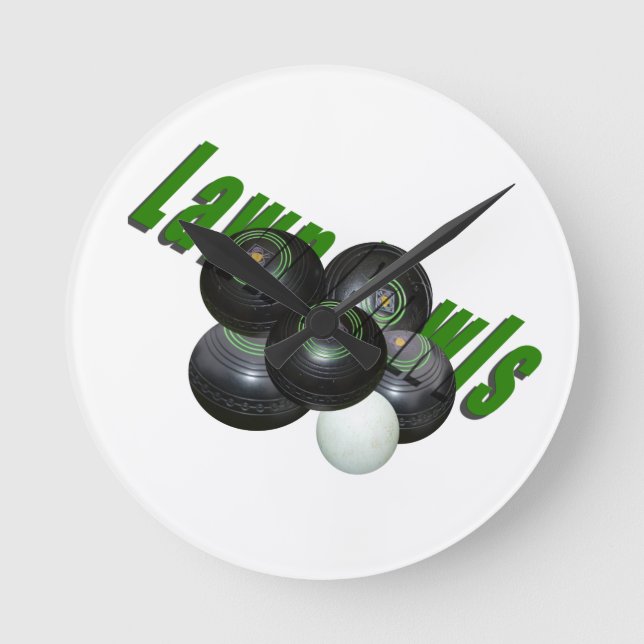 Lawn Bowls And Logo, Round Clock (Front)