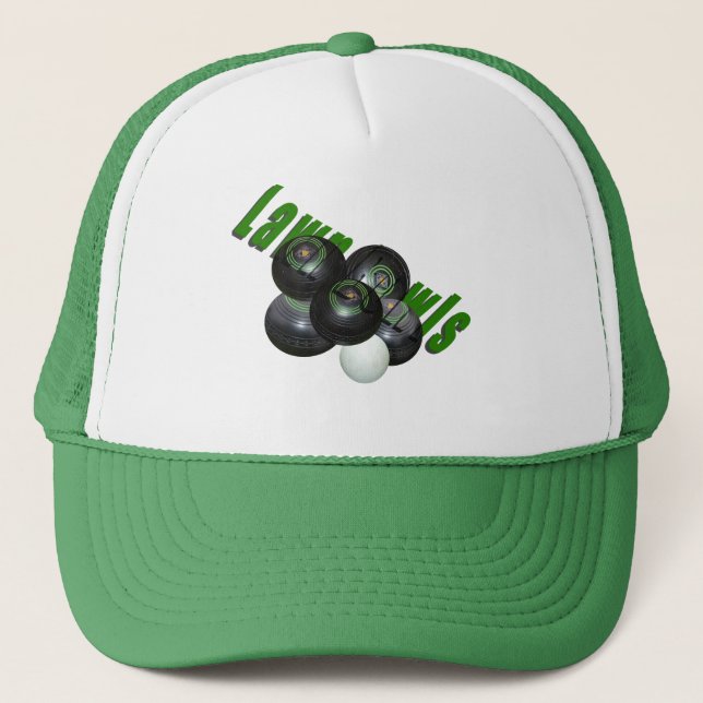 Lawn Bowls And Logo, Trucker Hat (Front)