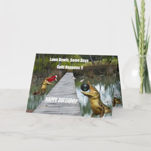 Lawn Bowls Australia Split Happens, Birthday Card (Front)