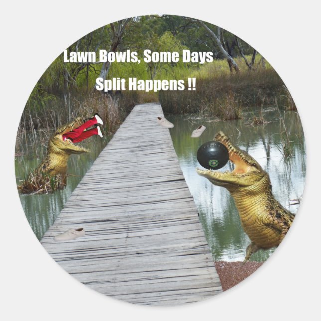 Lawn Bowls Australia Split Happens, Round Stickers (Front)