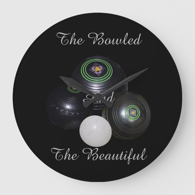 Lawn Bowls Bowled Beautiful Large Wall Clock. Large Clock (Front)