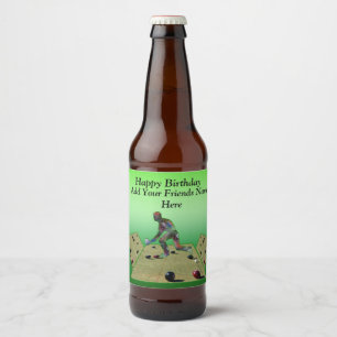 Lawn Bowls Bowler Add Friend Name Template, Beer Bottle Label
