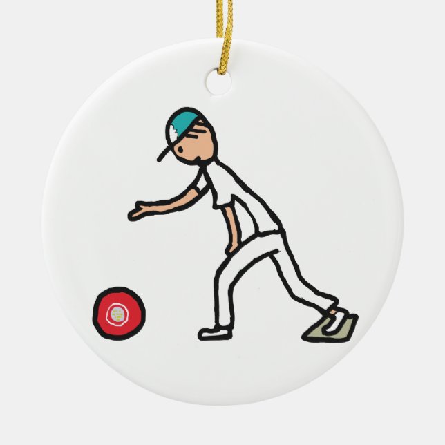 Lawn Bowls Ceramic Ornament (Front)