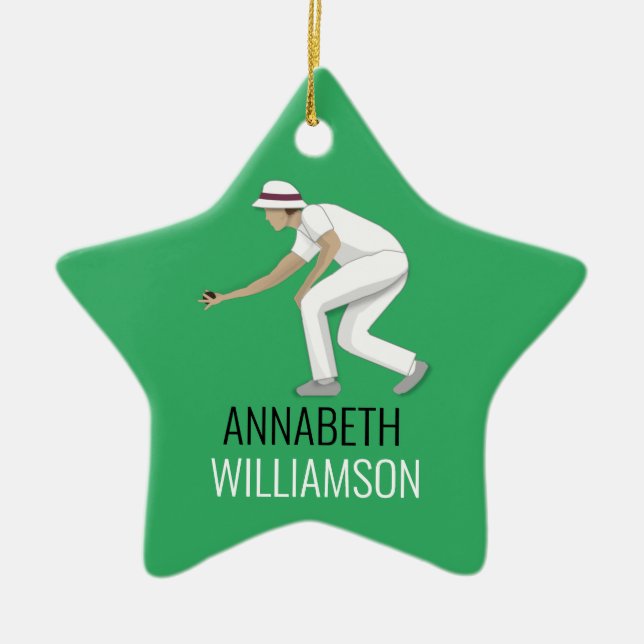 Lawn Bowls Ceramic Ornament (Front)