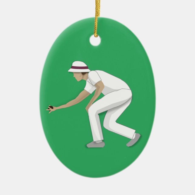 Lawn Bowls Ceramic Ornament (Front)