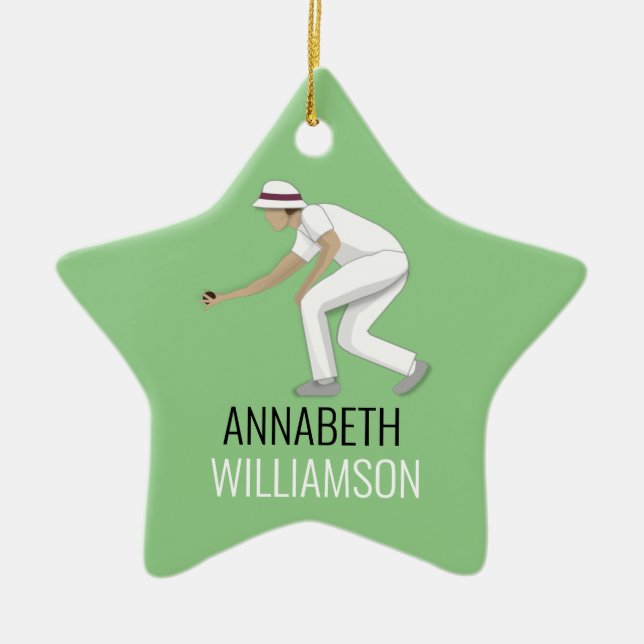 Lawn Bowls Ceramic Ornament (Front)