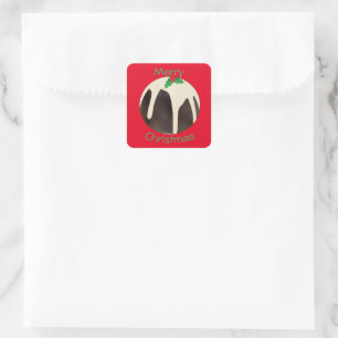 Lawn Bowls Christmas Pudding, Square Sticker
