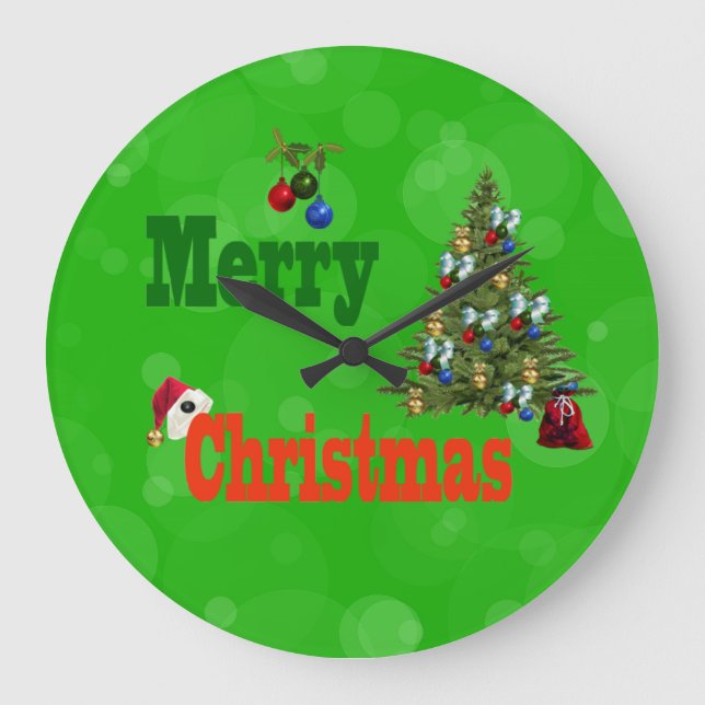 Lawn Bowls Christmas Style,  Large Wall Clock (Front)