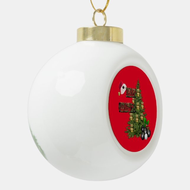 Lawn Bowls Christmas Tree Design, Ceramic Ball Christmas Ornament (Left)