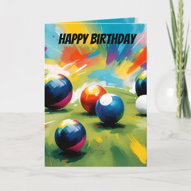 Lawn Bowls Colour Splash, Birthday Card (Front)