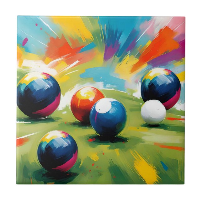 Lawn Bowls Colour Splash,  Ceramic Tile (Front)