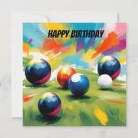 Lawn Bowls Colour Splash, Flat Birthday Card