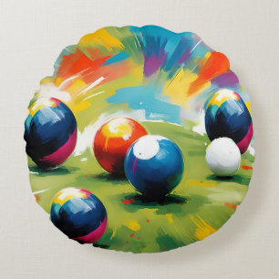 Lawn Bowls Colour Splash,  Round Cushion