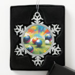 Lawn Bowls Colour Splash,  Snowflake Pewter Christmas Ornament<br><div class="desc">Pictured Is A Colorful Lawn Bowls Colour Splash Design.</div>