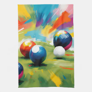 Lawn Bowls Colour Splash, Tea Towel