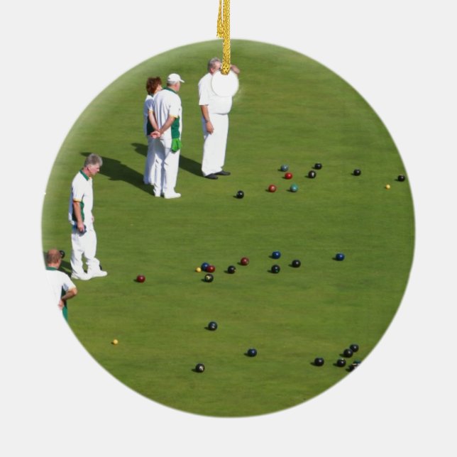 Lawn Bowls England Ceramic Ornament (Back)