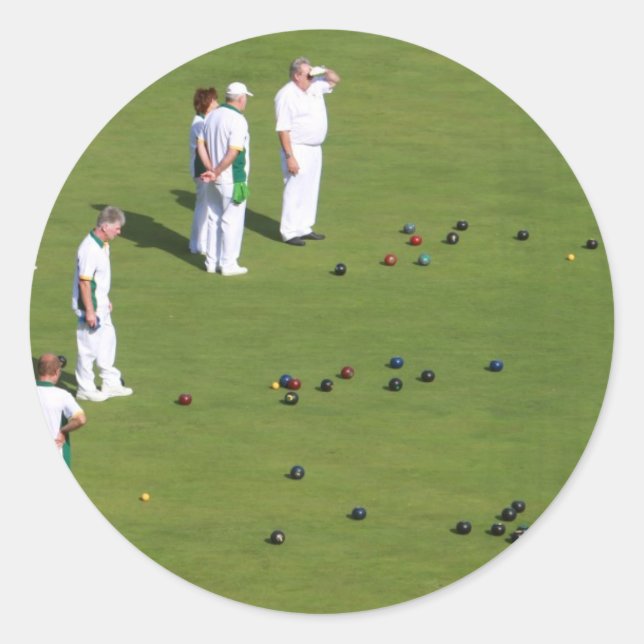 Lawn Bowls England Classic Round Sticker (Front)