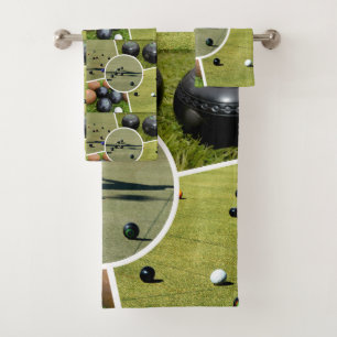 Lawn Bowls Five Picture Collage, Bath Towel Set