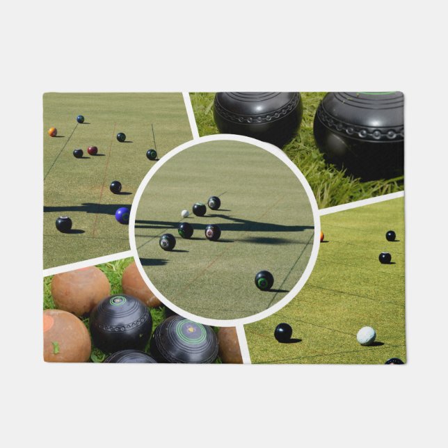 Lawn Bowls Five Picture Collage, Door Mat (Front)