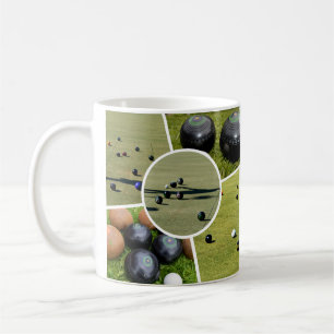 Lawn Bowls Five Picture Photo Collage, Coffee Mug