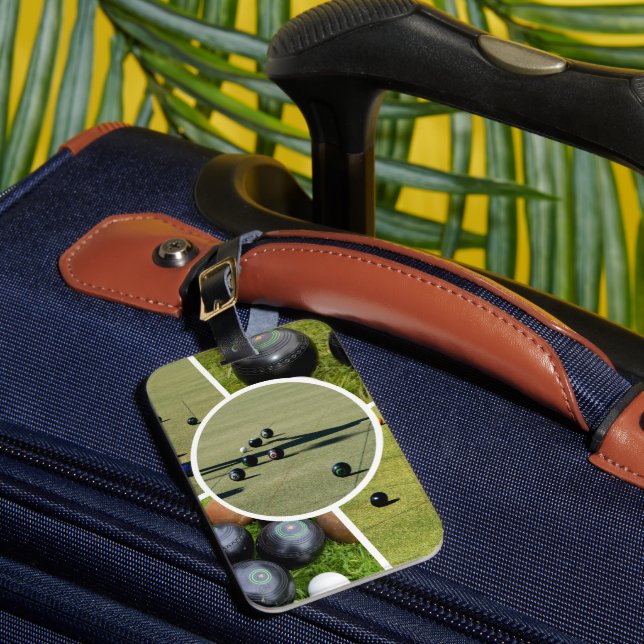 Lawn Bowls Five Picture Photo Collage, Luggage Tag (Front Insitu 1)