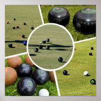 Lawn Bowls Five Picture Photo Collage, Poster