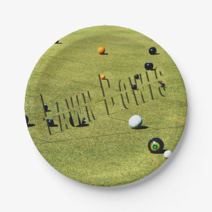 Lawn Bowls Game And Logo, Paper Party Plate. Plate