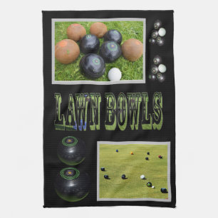 Lawn Bowls Game On, Tea Towel