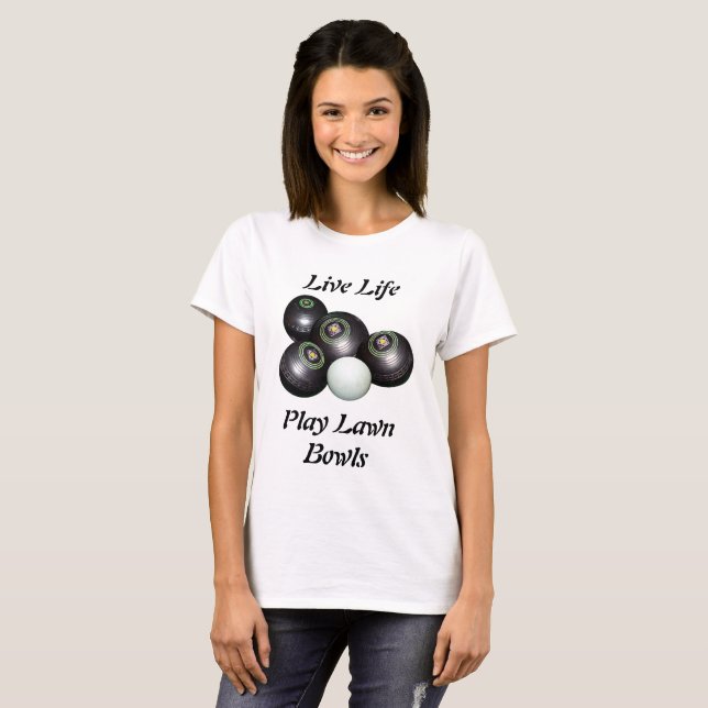 Lawn Bowls Live Life Logo, T-Shirt (Front Full)