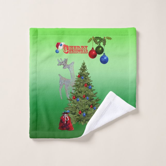 Lawn Bowls Merry Christmas Design, Wash Cloth (Wash Cloth)