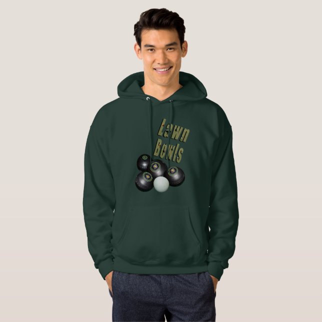 Lawn Bowls Picture Logo And Bowls, Hoodie (Front Full)