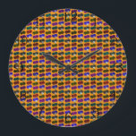 Lawn Bowls Pop Art Pattern, Large Clock<br><div class="desc">Pictured in a repeated pattern are lawn bowls of different colours in a pop art design</div>