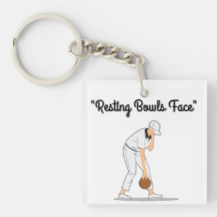 Lawn Bowls: Resting Bowls Face Key Ring