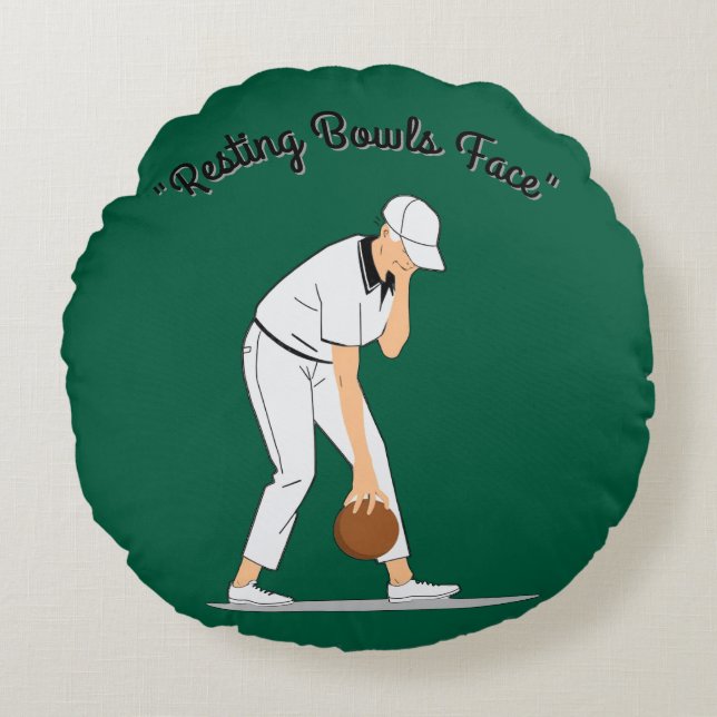 Lawn Bowls: Resting Bowls Face Round Cushion (Front)