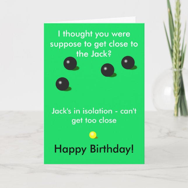 Lawn Bowls, Short mat bowls Birthday card (Front)
