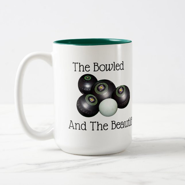 Lawn Bowls The Bowled And The Beautiful, Two-Tone Coffee Mug (Left)