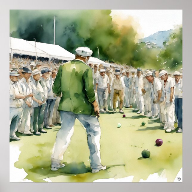 Lawn Bowls Watercolour Art Print (Front)