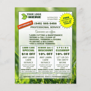 Lawn Care 4.5 x 5.6 Flyer ADD LOGO Custom Coupons