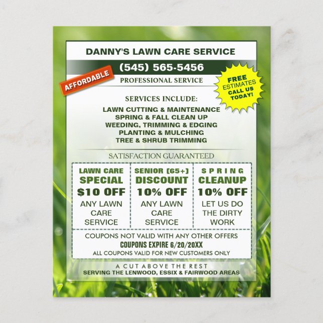 Lawn Care 4.5 x 5.6 Flyer - Business Coupons (Front)