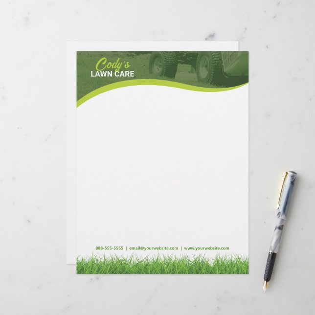 Lawn Care and Grass Cutting Maintenance Custom Letterhead (Front/Back In Situ)